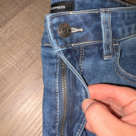 Express Blue Flare Jeans with Stud Accents - Picture 2 of 7